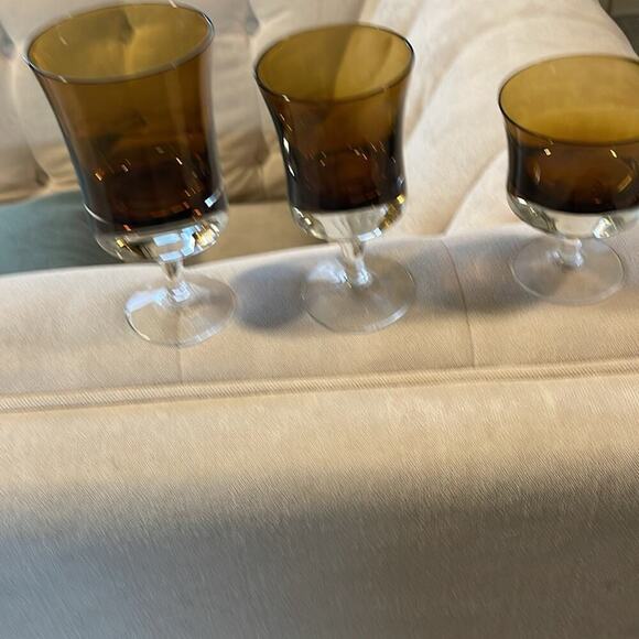 Glasses Denby vintage  Amber - sherbet wine 4”. 3 glasses . Priced set vintage - Picture 4 of 4